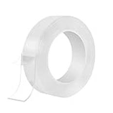 Cretosou 2 rullar dubbelsidig tejp extra stark transparent, 5 m nano tejp dubbelsidig tvättbar utan spår tejp, limning istället för borrning powerstrips för matta fotovägg kök