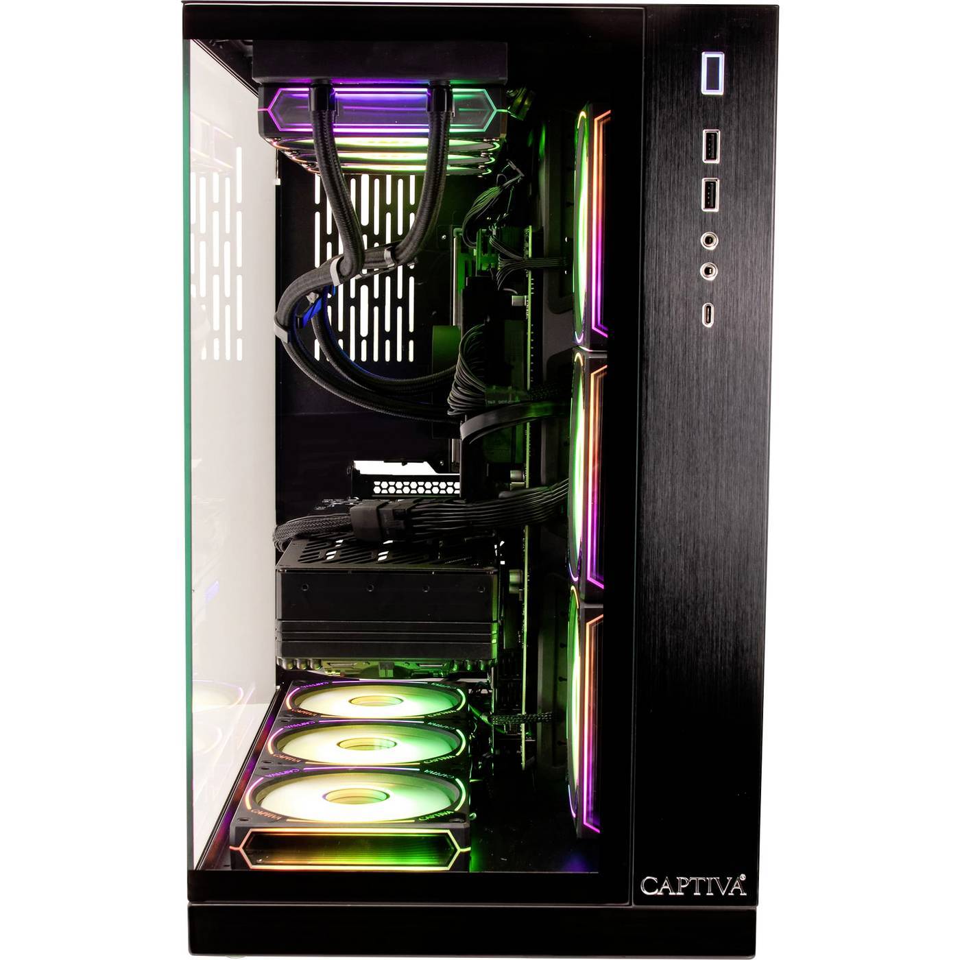 Captiva Gamer-PC Highend Gaming R90-455 (Ryzen 2.5 cm (1 tum) AMD Ryzen 7 7800X3D 5 GHz 32 GB RAM AMD Radeon grafiker Nvidia GeForce RTX 5070 Ti GDDR7 Win 11
