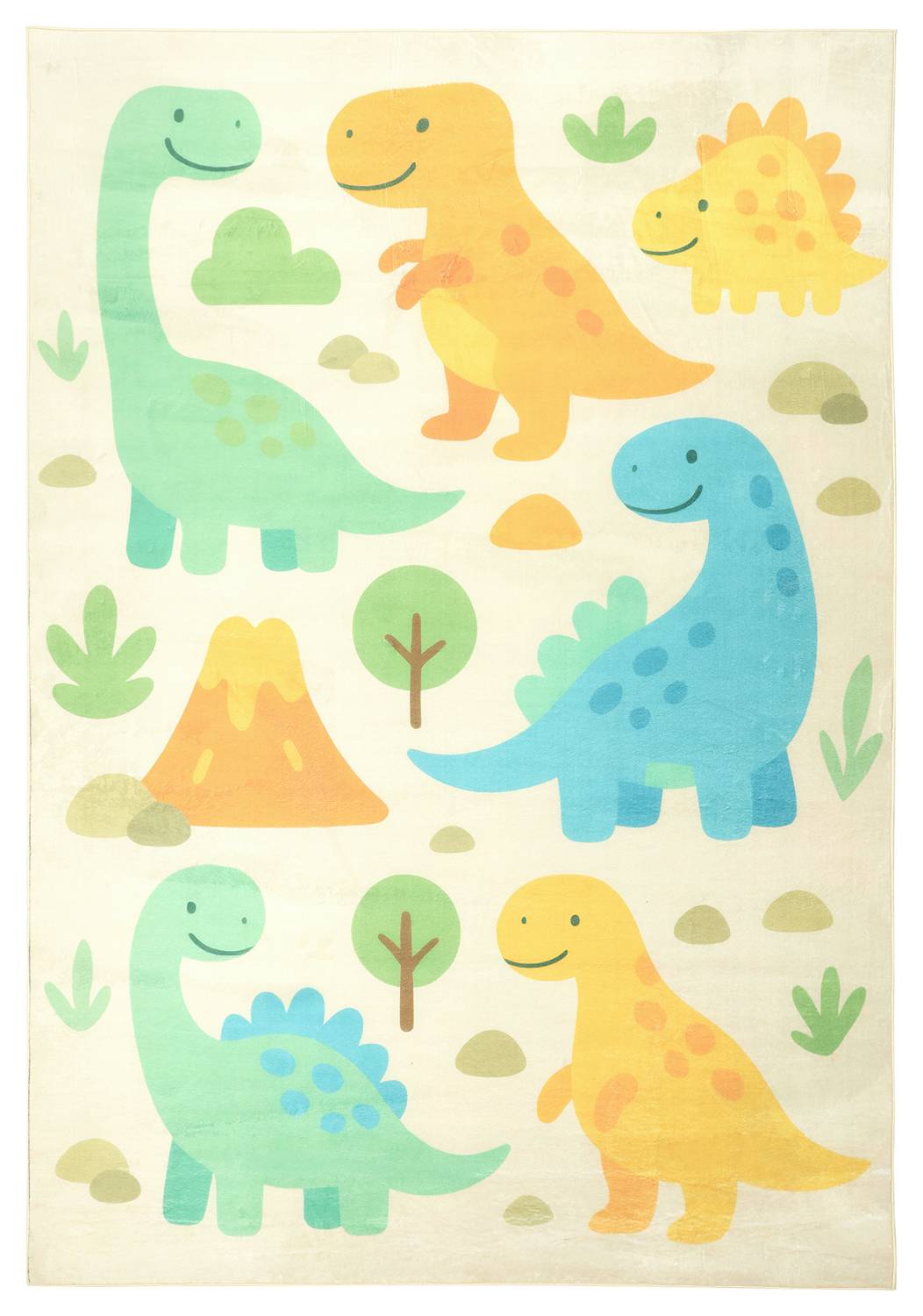 Barnmatta - Happy Dinos (creme/multi) (Storlek: 120 x 170 cm)