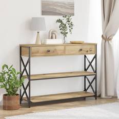 vidaXL Konsolbord Artisan Egetræ 100x28x75 cm Ingeniørtræ & Stål