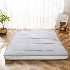 MAXYOYO Futonmadrass, vadderad japansk golvmadrass, quiltad säng, madrasskydd, extra tjock, vikbar madrassmatta, ventilerande golvsäng, gästsäng, camping, soffa (ljusgrå, king size)