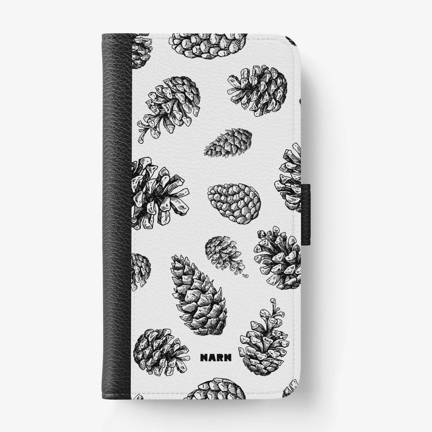 Plånboksfodral Samsung Galaxy S25 Ultra – Pine Cones – Black & White – Med Kortfack | NARN