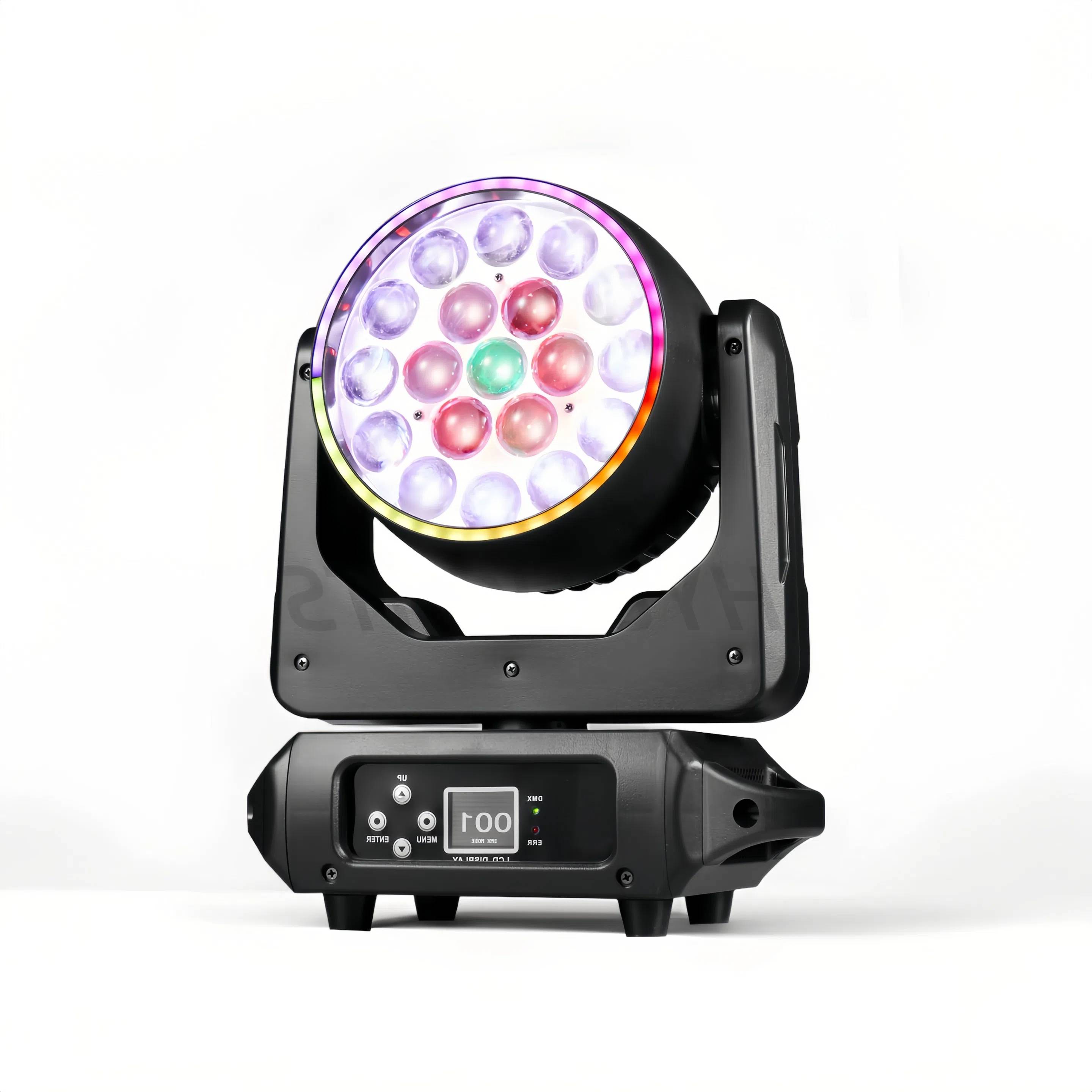 LED 19x15W RGBW Beam Wash/Zoom Light Professional DJ/Bar LED Stage Lights Machine DMX512 Halo Effect Circle Control Moving Head