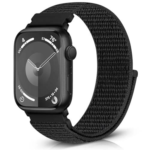Bcuckood Sportarmband i nylon kompatibelt med Apple Watch-rem 49 mm 45 mm 44 mm 42 mm 41 mm 40 mm 38 mm kvinnor män, justerbart sport Solo Loop armband för iWatch serie 9 8 7 6 5 4 3 SE2 SE Ultra 2