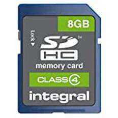 SDHC-kort, 8 GB, klass 4, INTEGRAL, Flash-minneskort, Micro SD-kort, Qty.1 | INSDH8G4V2