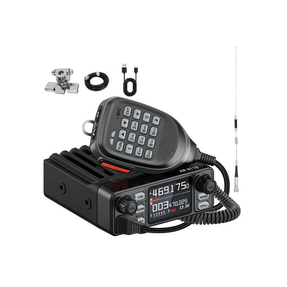 AR-8118 Dual Band Mobile Radio 25W HD Voice Dual PTT HD Vioce Car Radio Long Range VHF UHF Amateur Mobile Radio
