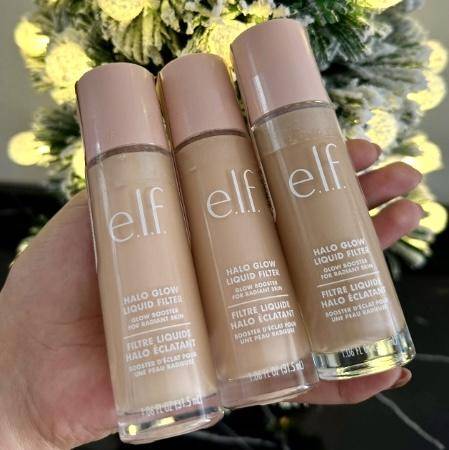 Original e.l.f. Halo Glow Liquid Filter Foundation Shiny Glossy Lightweight Hydrating Full Coverage Concealer For All Skin Types