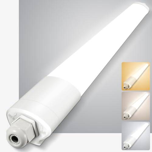 LED Feuchtraumleuchte 90cm, 24W 2690LM 3000K/4000K/6500K Verknüpfbare Feuchtraumlampe, Ultraslim Deckenleuchte Feuchtraum Flach Wannenleuchte, IP65 Wasserfest Werkstattlampe für Garage Keller