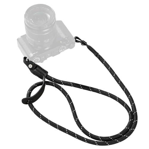 SMALLIRG Camera Neck Shoulder Strap, Adjustable Braided Camera Shoulder Strap with O-Ring and Leather Pad for DSLR or Mirrorless Camera, Black - 4882