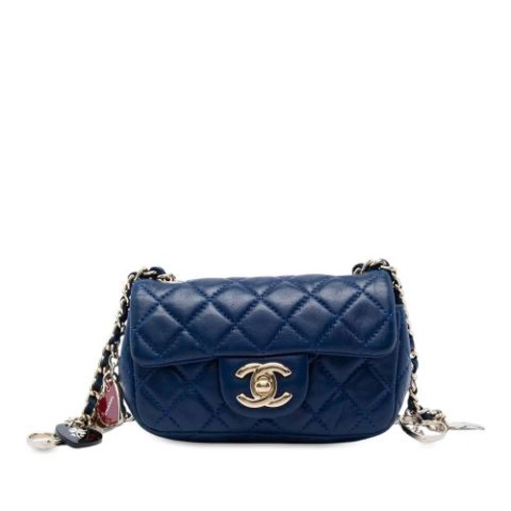 Chanel Vintage Pre-owned Classic Mini Flap - Vintage - Dame - Blå - ONE SIZE - Uld