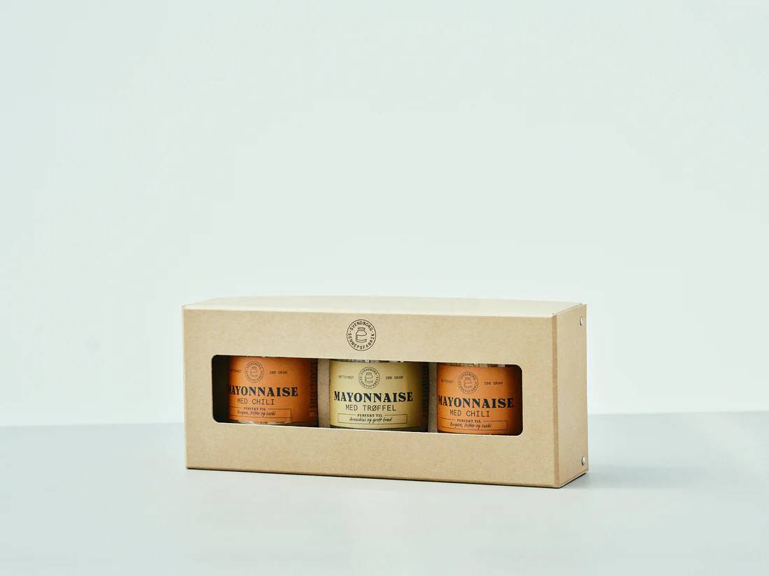 Svendborg Sennepsfabrik | Mayonnaise Gaveæske m/3 stk. ( Chili, Estragon & Trøffel 3x200gr. )
