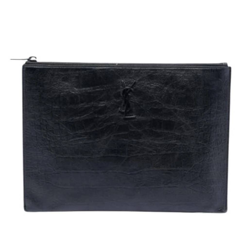 Yves Saint Laurent Vintage - Pre-owned Croc Embossed Clutch Vintage - Dam - ONE Size - Läder