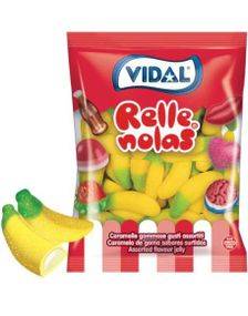 1 kg Vidal Jelly Filled Bananas - Skumbananer med Geléfyll