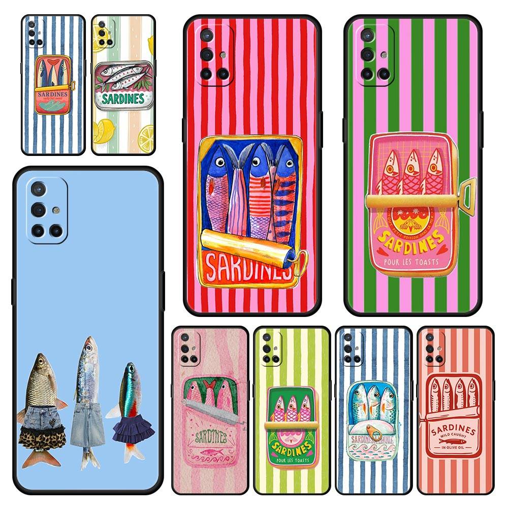 Phone Case For Oneplus 13R 12R 10R 9RT 9R 13 12 11 10T 9 Nord CE 2 3 N100 N200 N10 N30 Pro 5G Soft TPU Funny Fish Sardines Laser