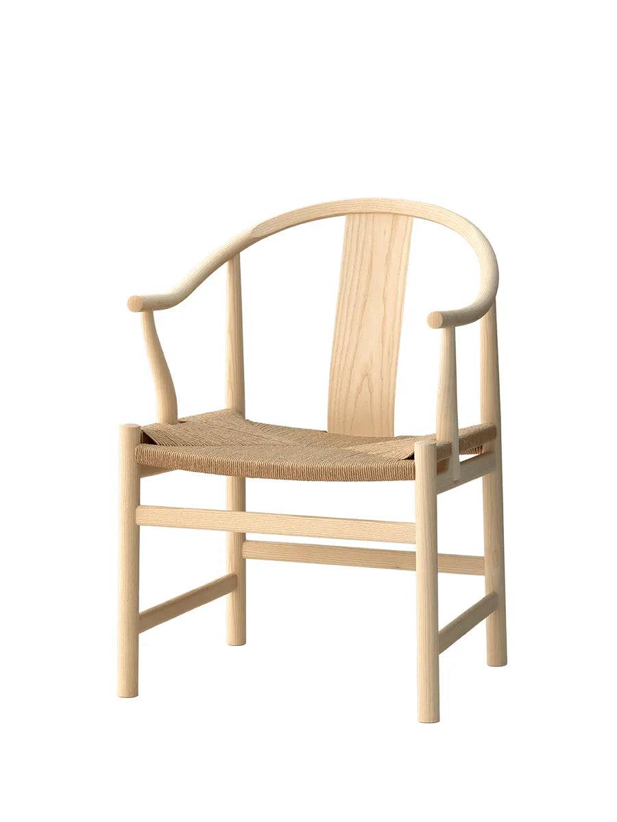 PP66 Kinastol af Hans J. Wegner Sort papirgarn / Ask / Hvid bioolie - Jacobsen Plus