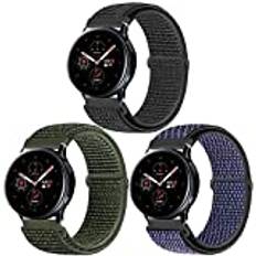 KIBDSNG 3-pack 20 mm armband kompatibelt med Samsung Galaxy Watch 3 41 mm/Galaxy Watch Active 2 40 mm 44 mm, justerbar nylon sportklocka armband ersättningsarmband för Gear Sport/Gear S2 Classic/Garmin Vivoactive 3, 20mm, Nylon,