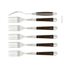 Sex gafflar, Handtag av Förstenad Ek, blank, Tradition - Forge de Laguiole