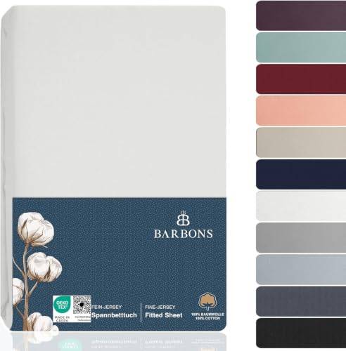 BARBONS Spannbettlaken 120x200cm - 100% Baumwolle Spannbetttuch Weiss