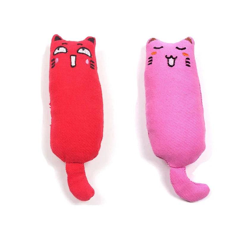 Catnip Plush Toy with Crinkle Sound - Dental Chew for Cats & Kittens - Red and Rose