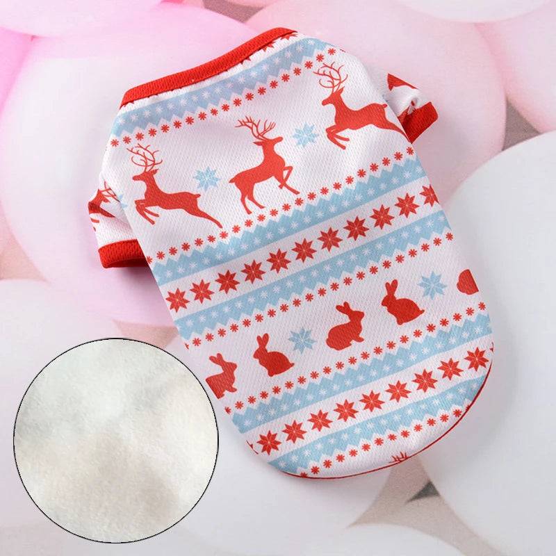 Printed Fleece Cat Jumper - White Elk / XS-suit 1.0-1.5kg / SPC (XS-suit 1.0-1.5kg)