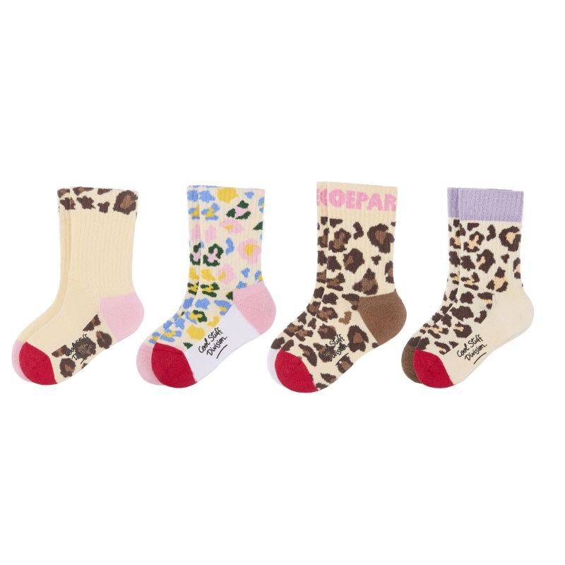 Hello Hossy Pack (4 sets) - Leopard - Sockor - Børn Leopard 24 - 26 (2 - 3 år)