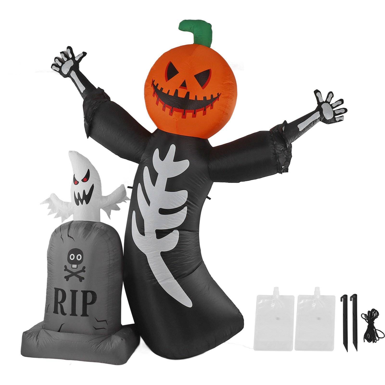 Halloween Pumpkin Tombstone Inflatable Decoration Pumpkin Head Ghost Tombstone Inflatable Decor