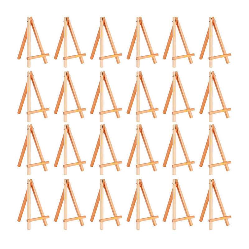 24- pack mini trä display staffli trä staffli för målningar hantverk små akryl oljeprojekt