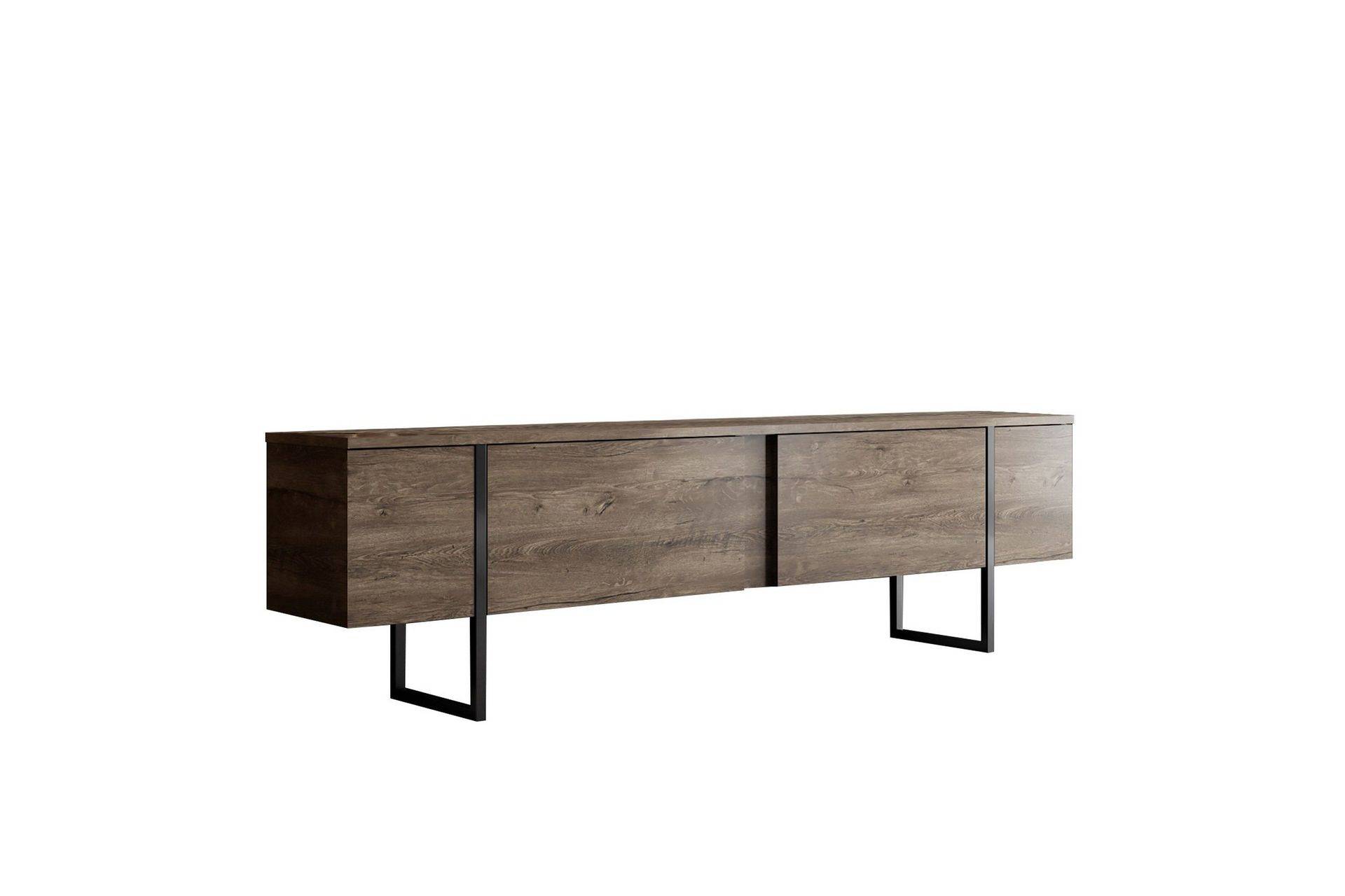 Luxe Tv bänk med Förvaring 180x50 cm Brun / Svart / Trä
