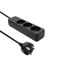 MicroConnect Dansk 230V 3-stikdåse med EDB jordstik | Sort | 5,00 m | PRIS-MATCH