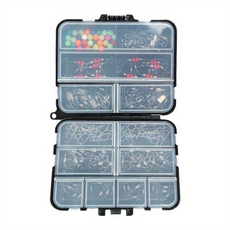 TEMU 140pcs Fishing Kit - Portable Multifunctional Tackle Box With Swivels, Snaps, Lures And Accessories For Sea & Rock Angling