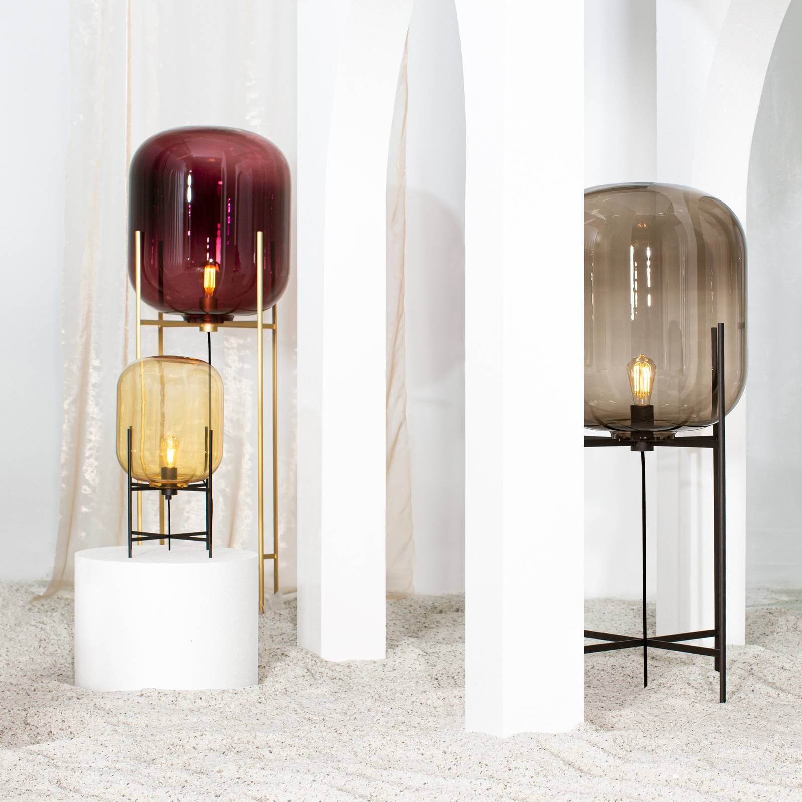 pulpo Designer bordlampe Oda Small, Creme/amber, Stue/spisestue, Metal, Design