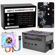 GeeekPi Aluminium NAS Gehäuse mit Ice Tower Kühler,M.2 SATA SSD Adapterplatine, Passive Gehäuse mit 4007 Ultra-Quiet PWM Lüfter für Raspberry Pi 4 Model B 2GB 4GB 8GB