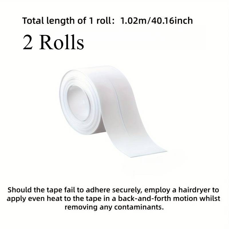 2 Rolls Super Strong Waterproof Self-adhesive Sealant Tape | Ideal For Bathroom, Kitchen, Toilet, Sink, Shower, Bathtub - Easy Application, Flexible Material, And Home Renovation