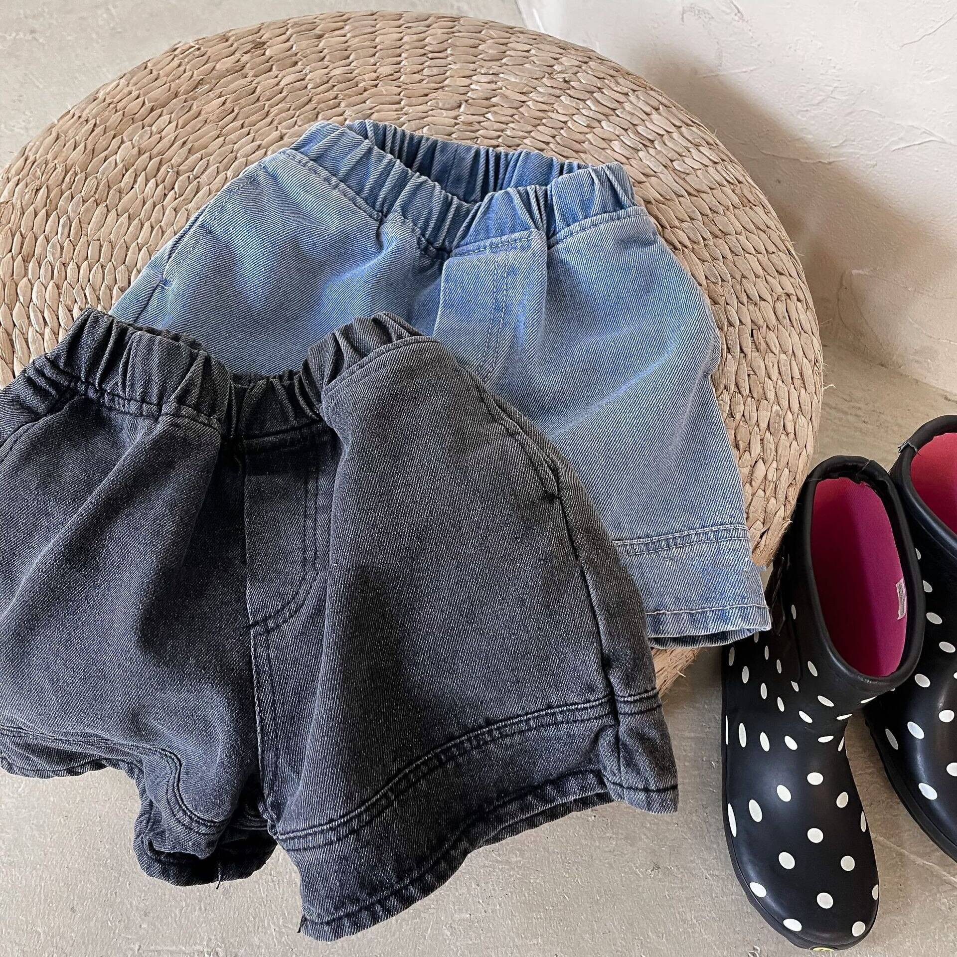 Denim Shorts Barn Sommar - Svart / 130 för 7y