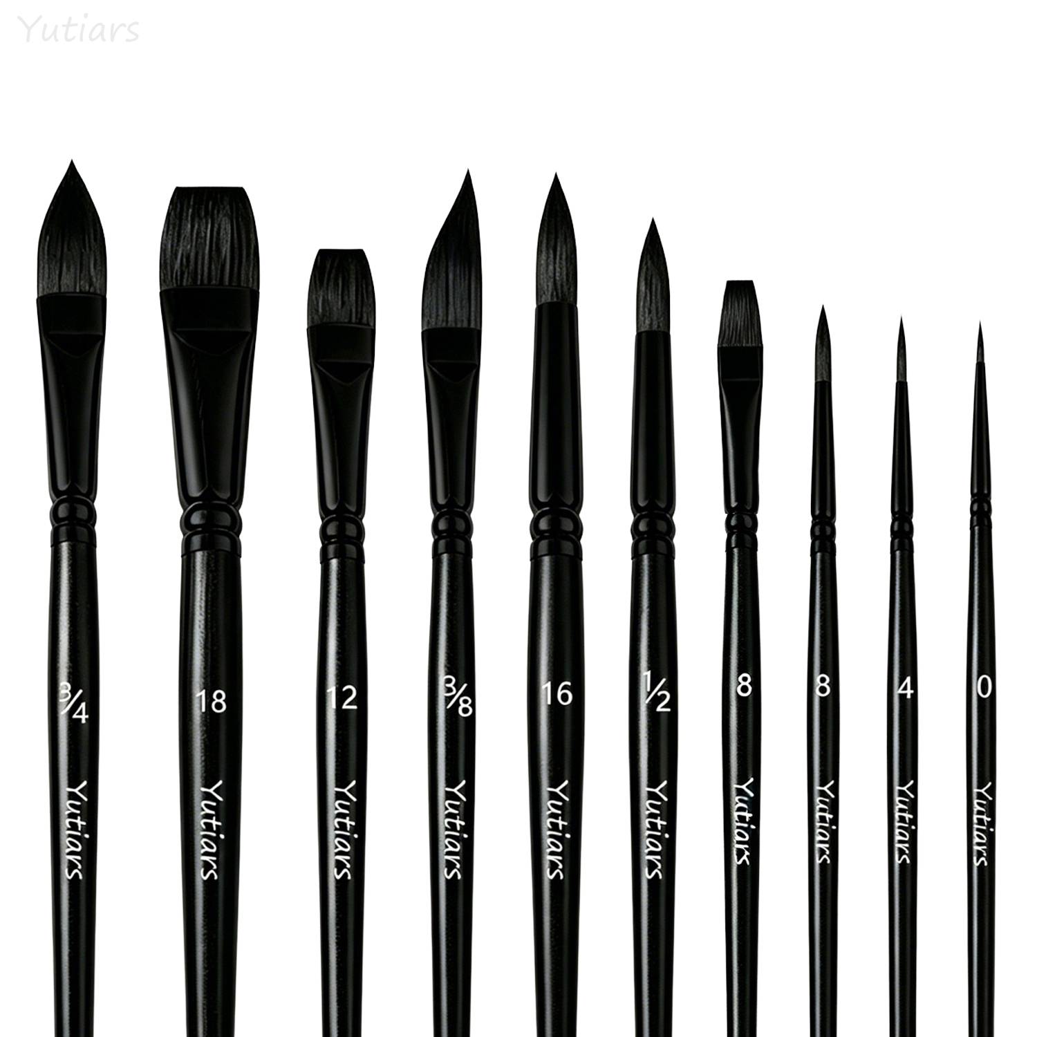 Yutiars 10Pcs Artist Paint Brushes with Tough Nylon Bristles for Acrylic Watercolor Oil Painting Art Projects and Body Art