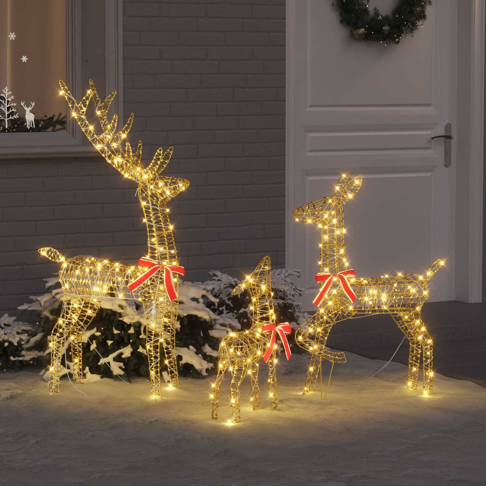 vidaXL Renfamilj 3 st 300 LED-lampor Varmvit 67 x 26 x 127 cm PET