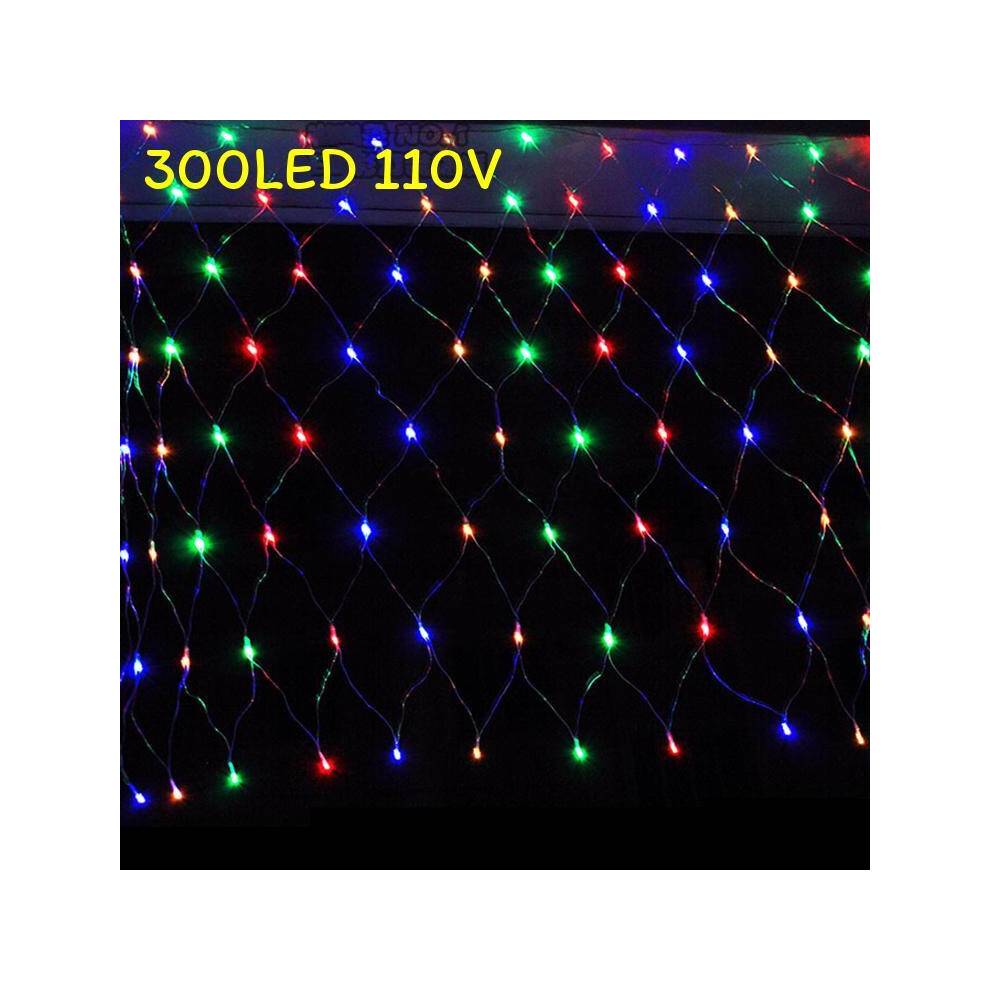 (Multi Color 300LED 110V)100300 Led Net Mesh Light Xmas Party Wedding Fairy Garden String Light 220110v