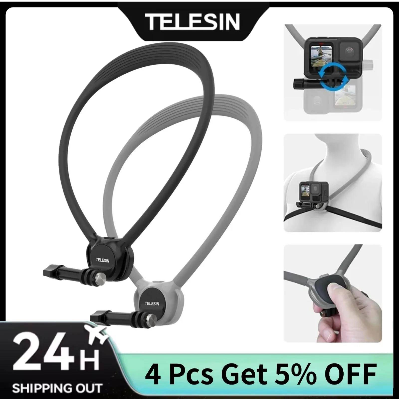 TELESIN Silikonhalsfäste för Gopro Hero 13 12 11 10 9 8 DJI OSMO Action 5 4 3 Insta360 X5/X4/X3 Fäste Go Pro Tillbehör 4