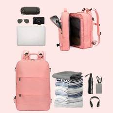 Anti-Theft Expandable Large Capacity Backpack, Airline Approved Short Distance Business Luggage Travel Backpack, Fits 15.6'' Laptop, Waterproof Travel - Pink