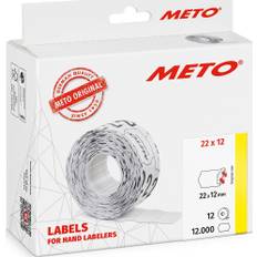 Meto Prisetiketter Perm. 22 x 12 mm vit 12 rl. - Vit