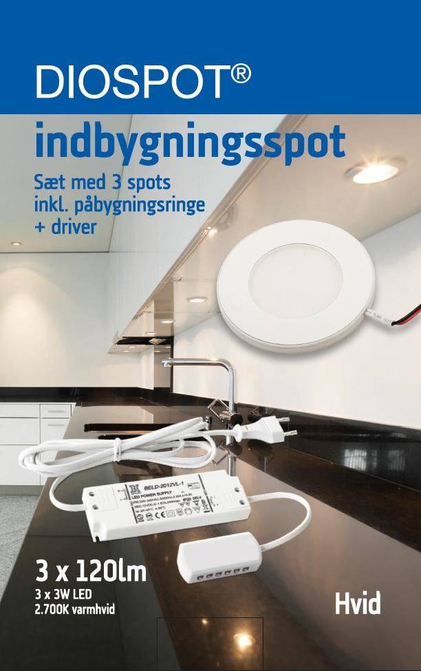 DIOSPOT møbelspot 3-sæt LED 3W 927 hvid