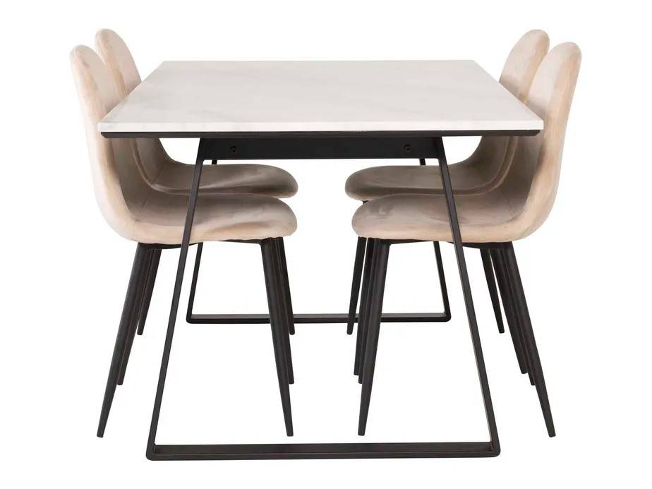Venture Design Estelle & Polar spisegruppe Hvid/beige 4 st stole & borde 140 x 90 cm