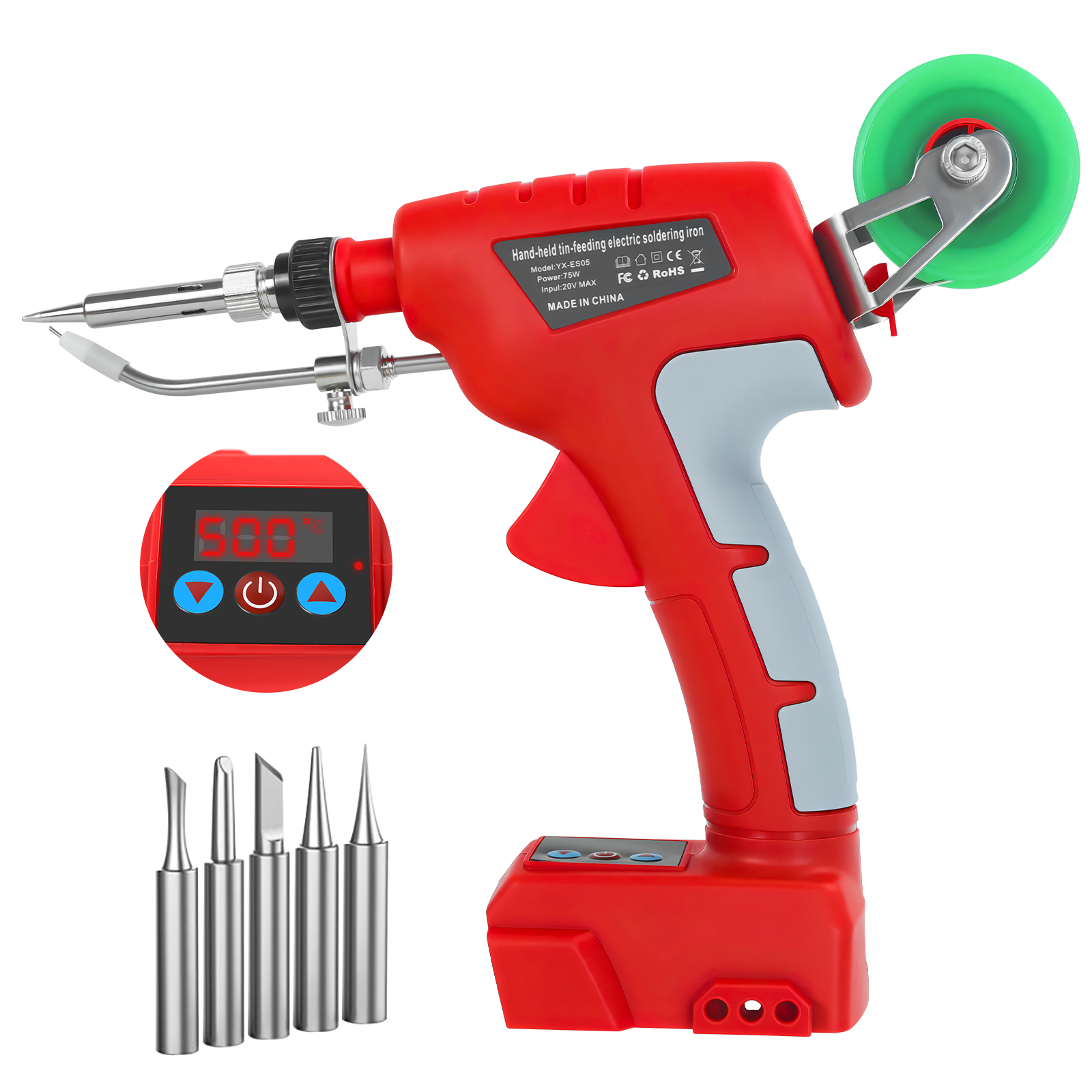 75W Cordless Soldering Iron Kit 200℃-500℃ Adjustable Temperature Soldering Gun Welding Repair Tool for Milwaukee 18V Battery Pin