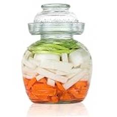 Banziaju 1,5 l saltgurka behållare jäsningsburk traditionell kimchi-behållare med skållock genomskinlig glasburk med lock jäsningssats för betning kimchi-surkål, pickle behållare