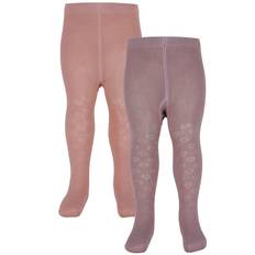 Minymo Strumpbyxor - Hålmönster - 2-pack - Rosett m. Hålmönster - Minymo - 56/62 - Strumpbyxor