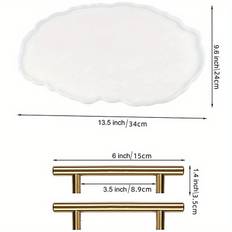 TEMU Silicone Resin Large Tray Mold,irregular Oval Coaster Resin Art Diy Tray Mold With 2 Metal Golden Handle Set,epoxy Resin Casting Mold For Making Artificial Tray Fruit Tray Home Decoration