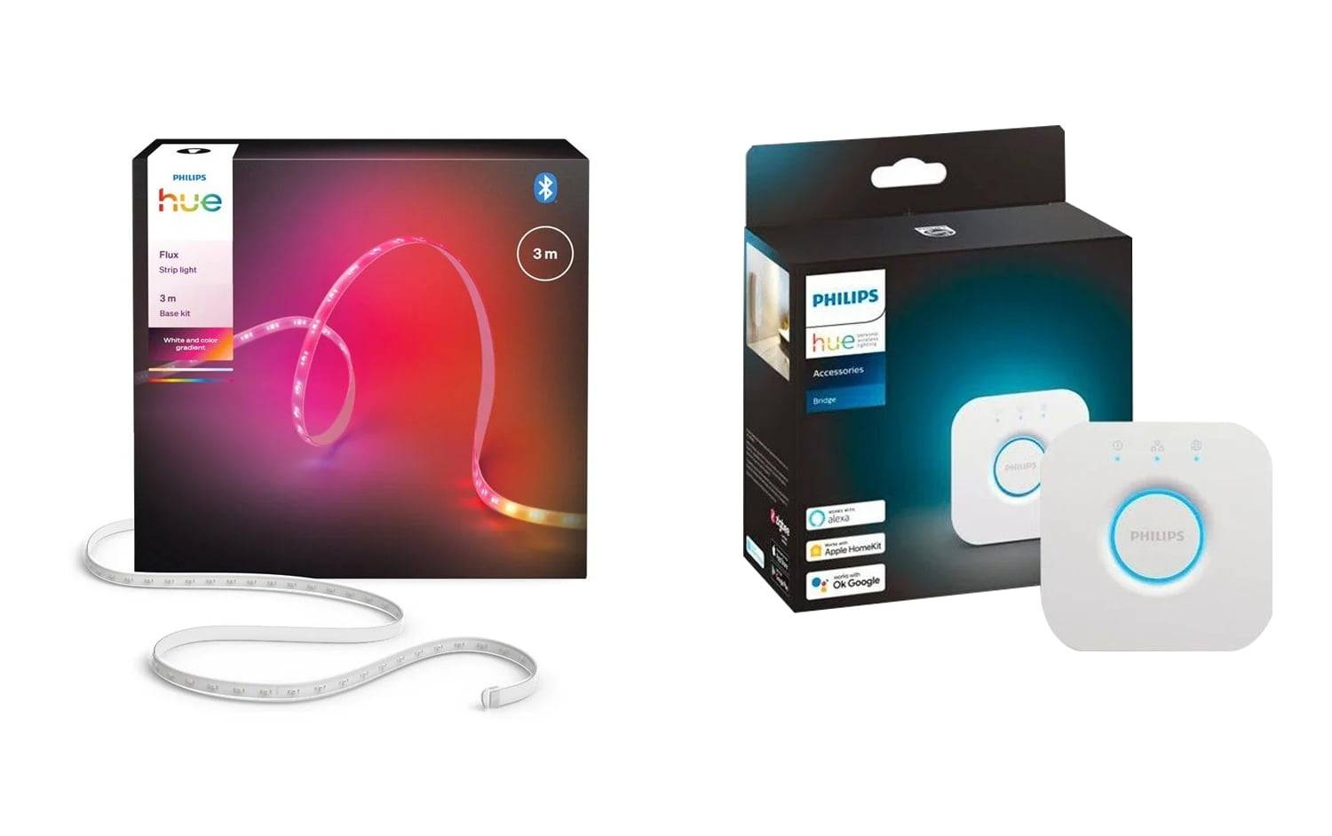 Philips Hue - Flux Lightstrip 3m & Hue Bridge 2.1 Bundle - Fri fragt og klar til levering - Prismatch