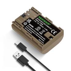 NEEWER 2400mAh LP-E6NH LP-E6N LP-E6 Ersatzakku, wiederaufladbarer Kameraakku mit USB Typ C 2,5Std. Schnellladung, kompatibel mit Canon EOS R5 R6 R6 II R7 R 5D II III IV 6D 6D II 70D 80D 90D