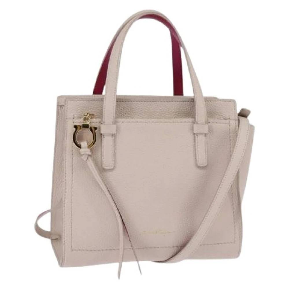 Salvatore Ferragamo Pre-owned Pre-owned Læder Håndtaske - Vintage - Dame - Beige - ONE SIZE - Læder