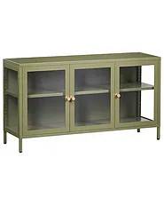Glas vitrine skænk NEWPORT 115 cm Metal Grøn